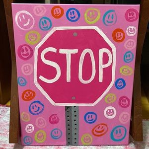 Pink Stop Sign Dorm Room Art!